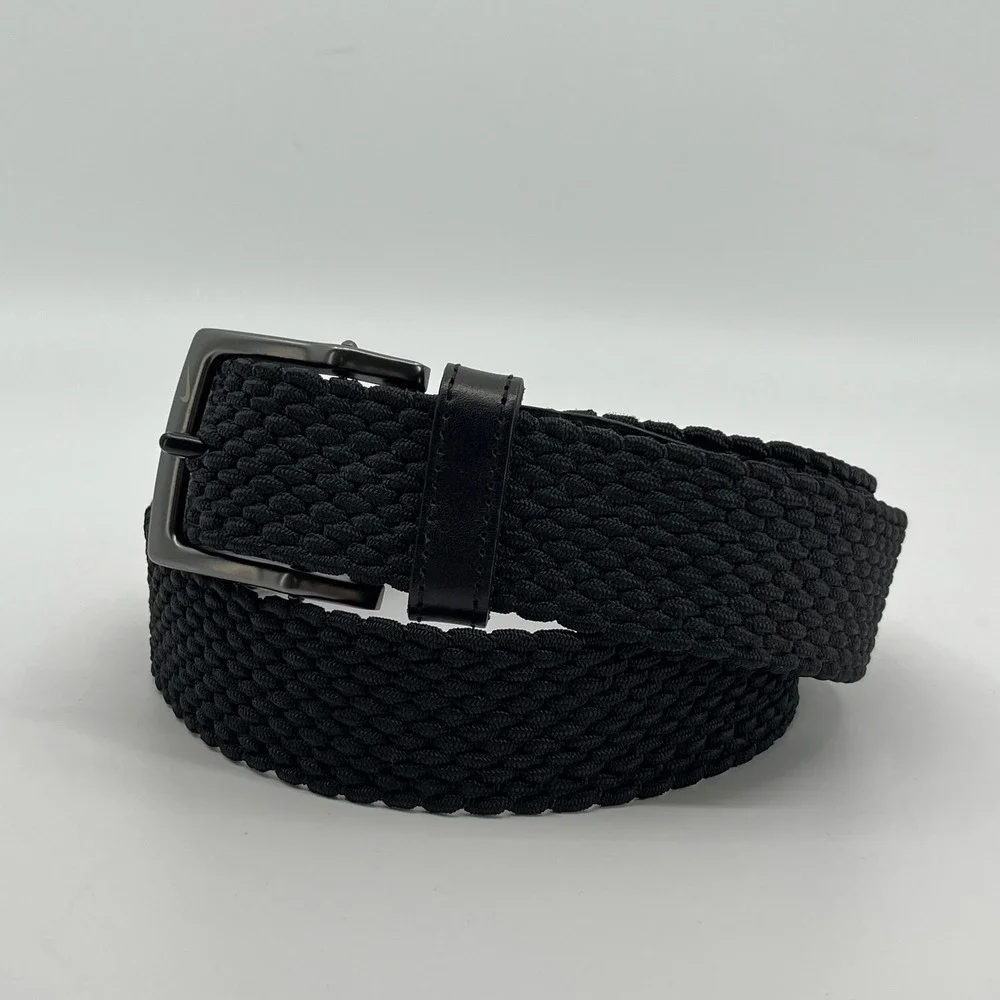 Nike G-Flex Belt Mens 40 Black Braided Woven Golf Athletic Stretch Leather Trim